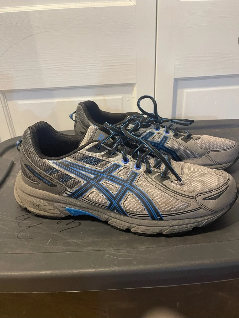 Asics Gray and Blue Men's Athletic Sneakers